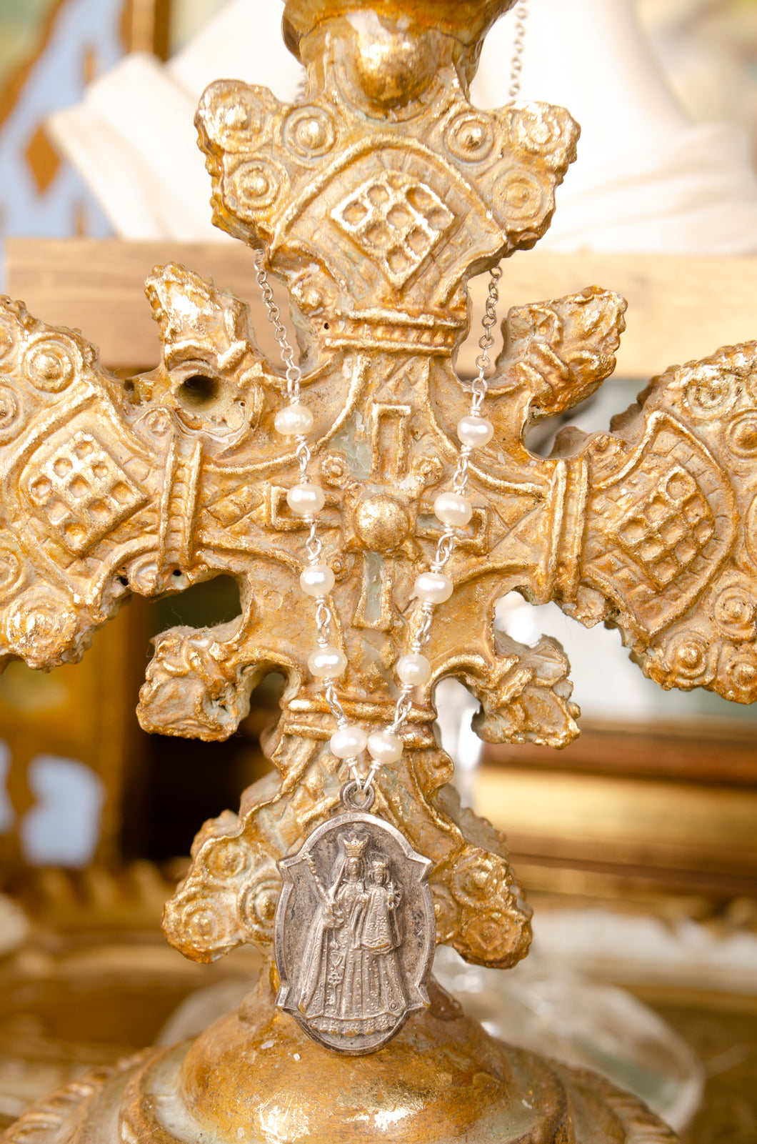 Vintage Italian Our Lady of Consolation & Sacred Heart Pendant