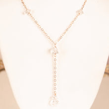 Luminous Herkimer Diamond Lariat in 14k Rose Gold Filled