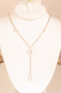 Luminous Herkimer Diamond Lariat in 14k Rose Gold Filled