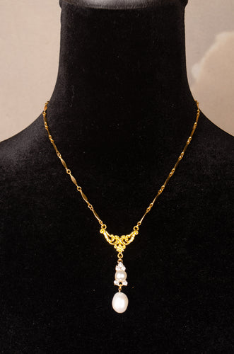 Upcycled Brass Baroque Pearl Lariat