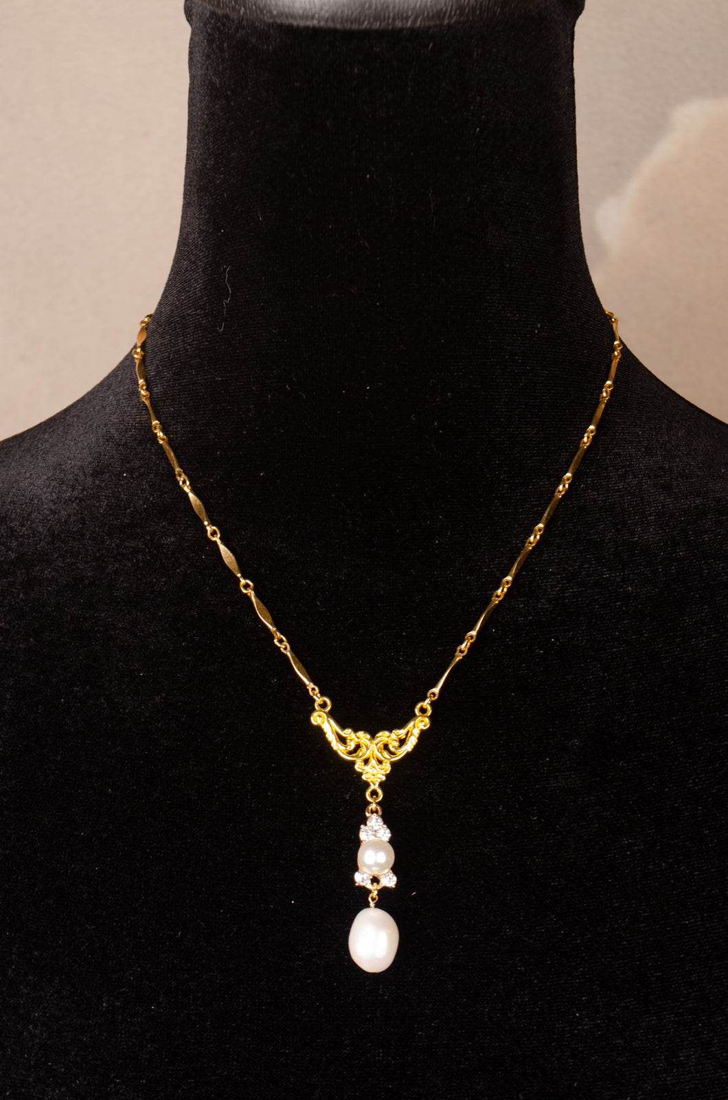 Upcycled Brass Baroque Pearl Lariat