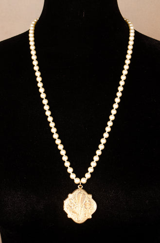 Brass Locket on Napier Pearl Strand