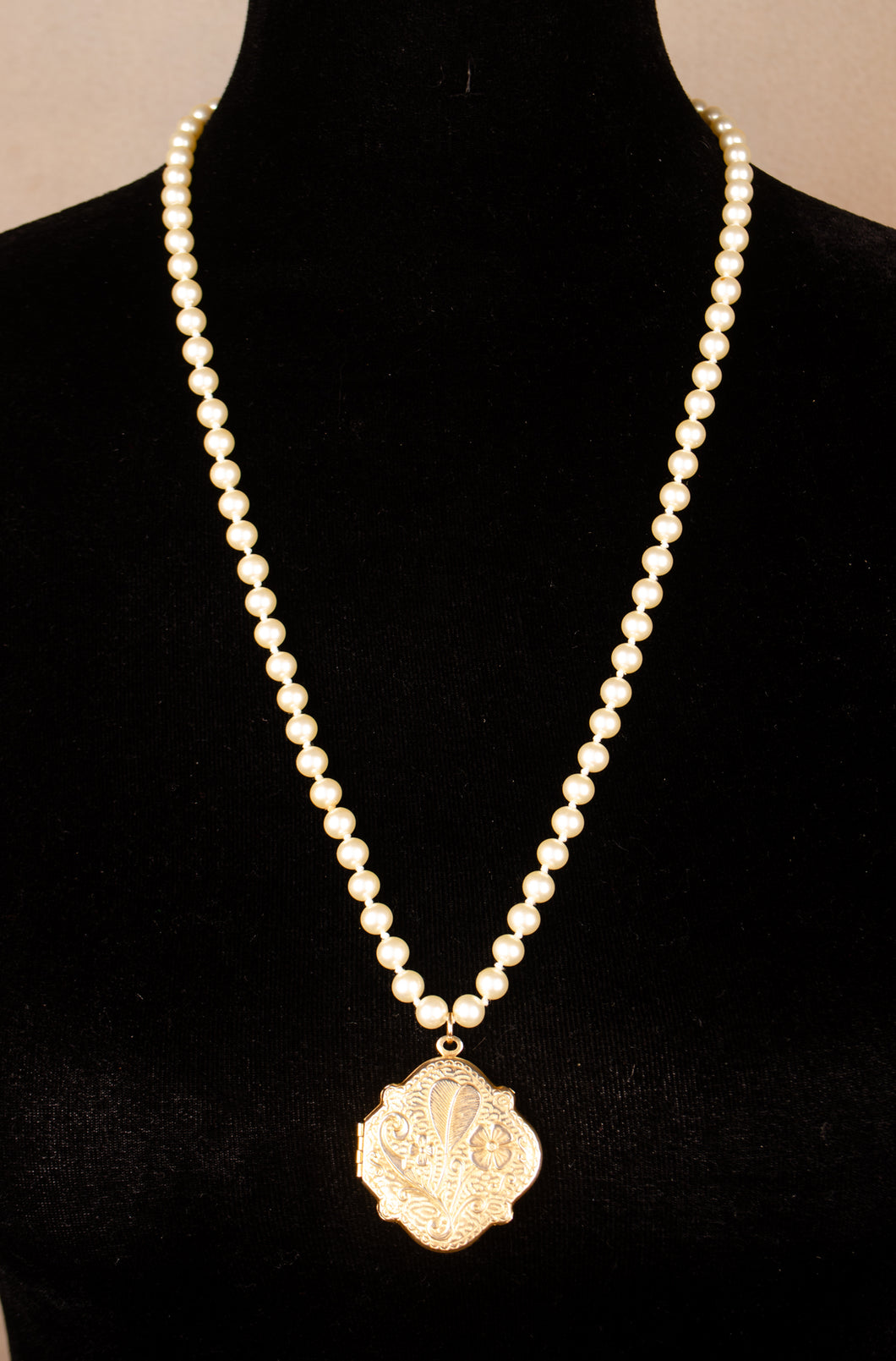 Brass Locket on Napier Pearl Strand