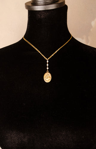 Vintage Sacred Heart Freshwater Pearl Lariat