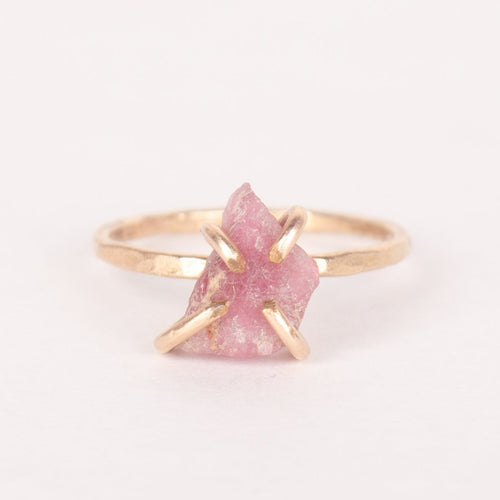 Raw Pink Tourmaline Ring