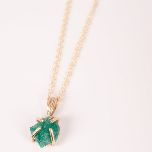 Nurturing Heart Raw Emerald Pendant