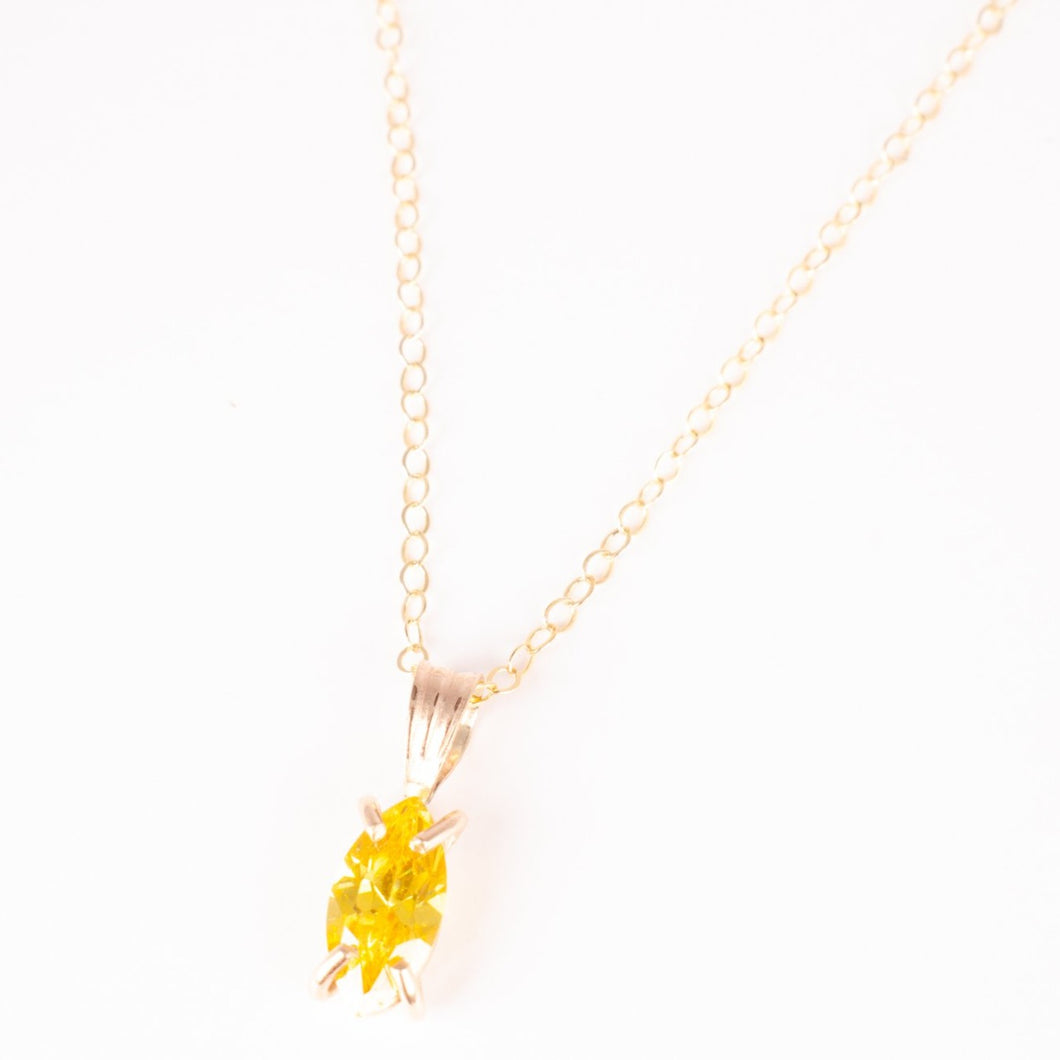 Yellow Zircon Marquis Cut Pendant